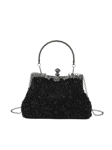 Sac de soirée à main en perles fleurs brodées pour mariages chic