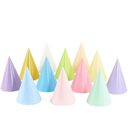 CANREVEL 24 PCS Pre-Assembled Party Hats for Adults Pastel Party Supply for Party Decorations Party Headwear for Birthday Celebration for Women Men Macaron