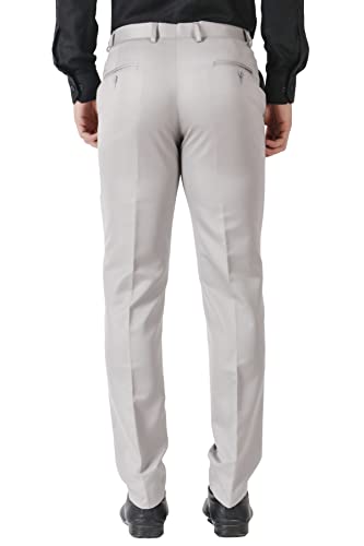 Image of MALENO Men's Slub Effect Solid Trouser | Classic Slim Fit Formal Trousers for Men | Slim Fit Trousers for Men
