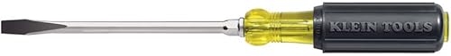 Klein Tools Destornillador de cabeza plana 602-10 con punta trapezoidal de 38 pulgadas, fabricado en Estados Unidos, vástago redondo resistente de
