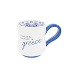 Pavilion Gift Company - Greece - 16 oz Stoneware Mug Coffee Tea Mediterranean Greece Summer Vibrant Drinkware