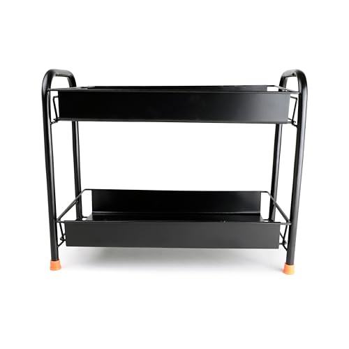 Image of Zepdos 2 Tier Kitchen Countertop Rack | Multipurpose Metal Storage Shelf for Spice Rack for kitchen, Bathroom & Pantry Organization | Space Saving Counter Rack Organizer, Black (40 x 20 x 33 cm)