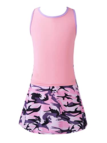 Aislor Ropa Deportina Niña Conjuntos Deporte Tenis Fitness Top + Falda Deportiva Niñas Traje Deportivo Correr Ejercicio Ciclismo Ropa Deporte 2 Pcs Rosa 7-8 años