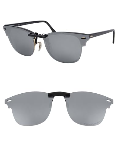 Polarized Clip-on Sunglasses for Ray-Ban Clubmaster RB5154 51-21 for Men Women UV Protection-Silver