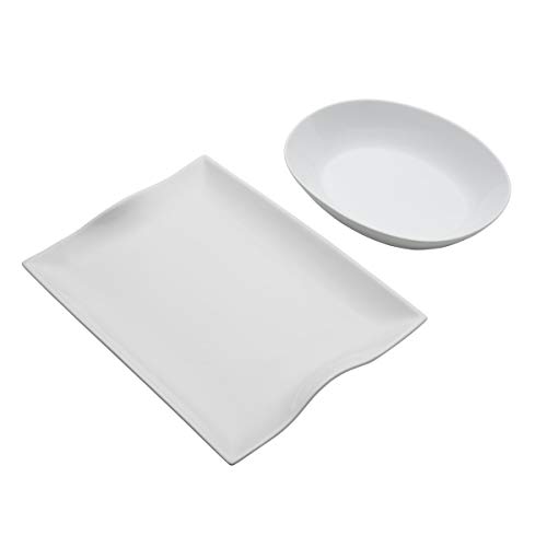 Everyday White 5278266 by Fitz and Floyd Servierschüssel und Servierplatte mit rechteckigem Griff, Porzellan, Weiß 3 Everyday White 5278266 by Fitz and Floyd Servierschüssel und Servierplatte mit rechteckigem Griff, Porzellan, Weiß