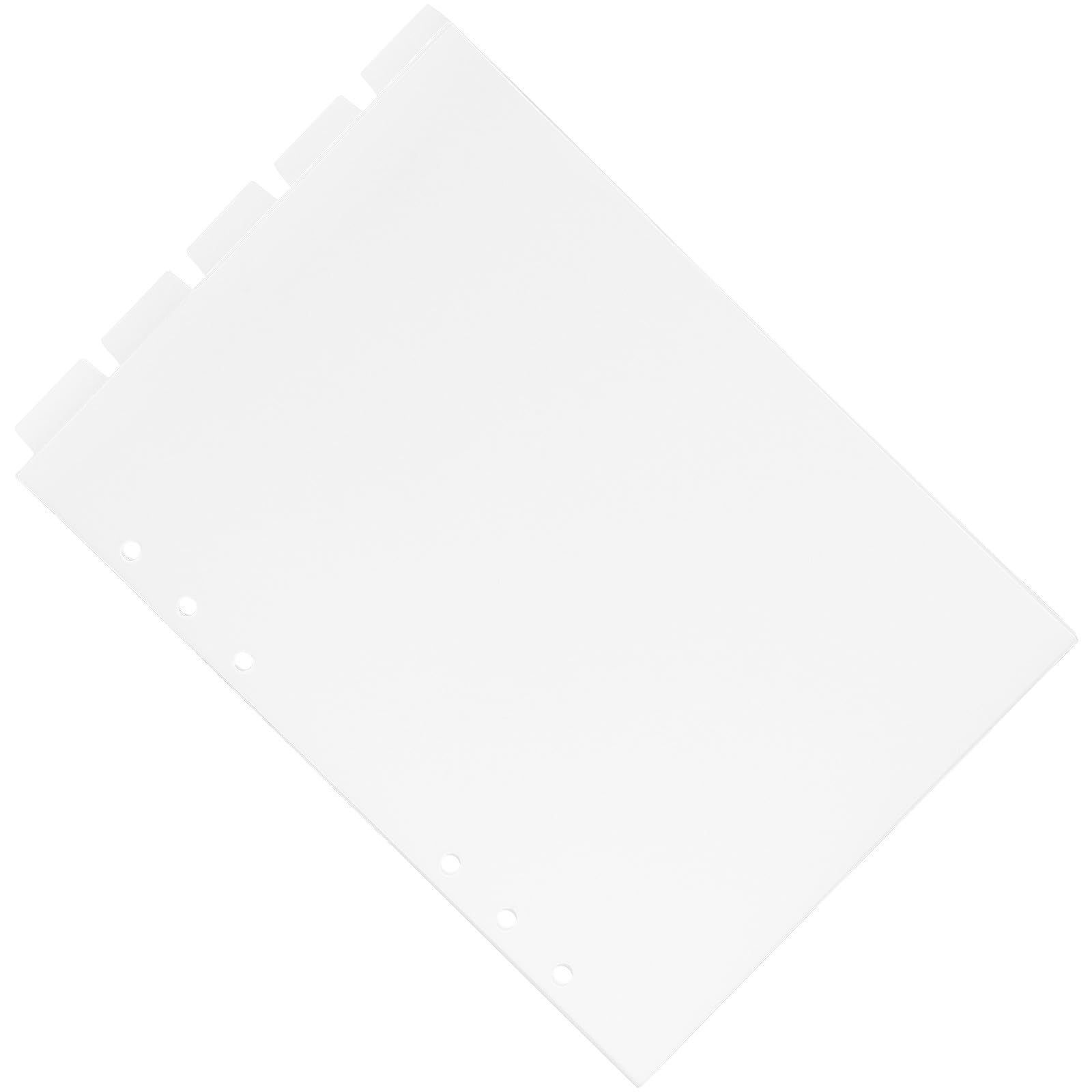Divisori per Quaderni A5 in PVC Trasparente, 6 Fori, Bianco