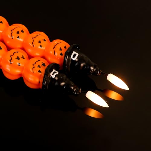 Image of Halloween Flameless Taper Candles with 6H Timer, 2 Pcs Hand-Painted Stacked Pumpkins LED Candlesticks with 3D Flickering Flame for Home Fall Indoor Halloween Decor(0.78 x 11.6 Inches)