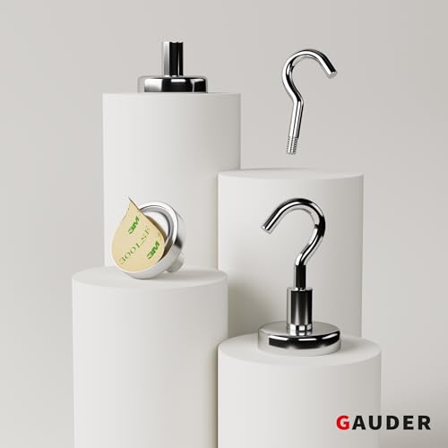 GAUDER Magnethaken | Starke Magnete mit Haken | Magnetische Haken aus Neodym (6 Stück)