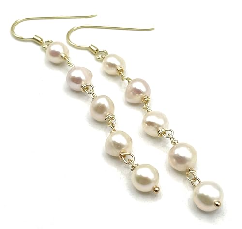 Boucles d'oreilles perles blanches pendantes vermeil cadeau femme classique