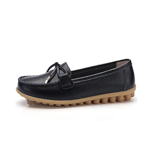 Image of Momuk Women's Penny Loafers Leather Driving Moccasins Slip On Boat Shoes Fashion Comfort Flats