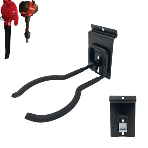 Juformin Adjustable Slatwall Hooks, Lockable Slatwall Weedeater Hanger, String Trimmer Hanger, Power Tool Hanger for slatwall Accessories, Utility Hooks for Garage Storage 8