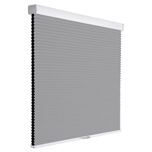 Boolegon Cordless Cellular Shades Blackout Aluminum Waterproof Honeycomb Shades For Windows Pull Down Honeycomb Blinds Custom Size For Bedroom Office Living Room Light Gray #TOP19