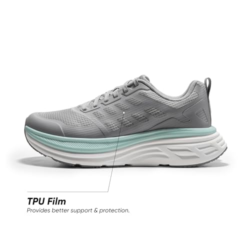 NORTIV 8 Women's Walking Shoes Cushion Running Tennis Shoes ActiveFloat Non-Slip Comfortable Breathable Workout Gym Sports Athletic Fashion Sneakers,Size 8,Grey,SNWS245W