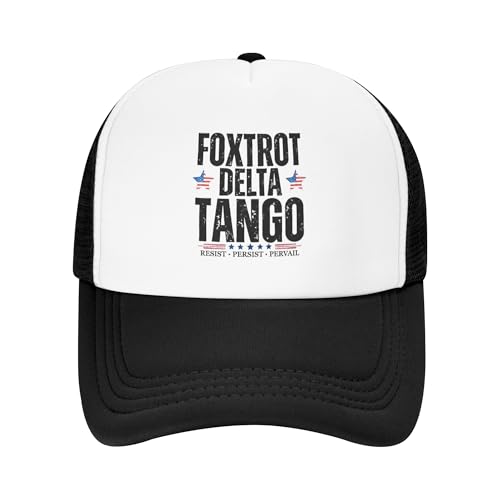 Foxtrot Delta Tango FDT Trucker Hats Resist Persist Prevail Baseball Cap for Kids Boys Girls Snapback Mesh Back
