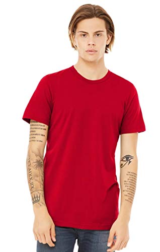 Unisex Casual Cotton Reactive-Dyed Dischargeable Customize Post Your Image Text Jersey Short Sleeve Tee (Red, S)