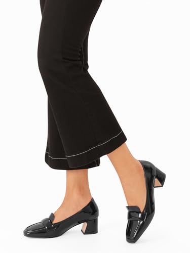 Image of Women's Square Toe Chunky Low Heel Penny Loafers Shoes Black Patent Leather Comfortable Slip On Work Business Dressy Classic Pumps
