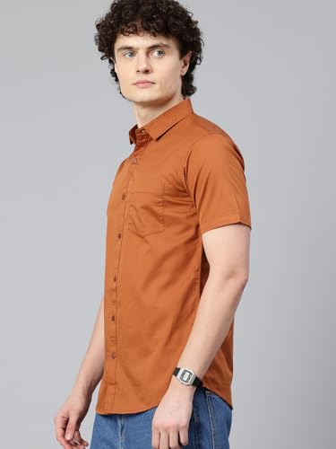 Image of Majestic Man Slim Fit Pure Cotton Half Sleeve Solid Casual Shirt