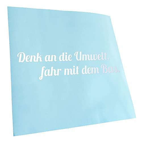 Kiwistar - Autoaufkleber - Mattweiss - 20x5cm Denk an die Umwelt - Heckscheibe Auto Aufkleber wetterfest für Kfz LKW Mofa Truck - Sticker außen selbstklebend Tuning Zubehör für Fenster Fahrzeug