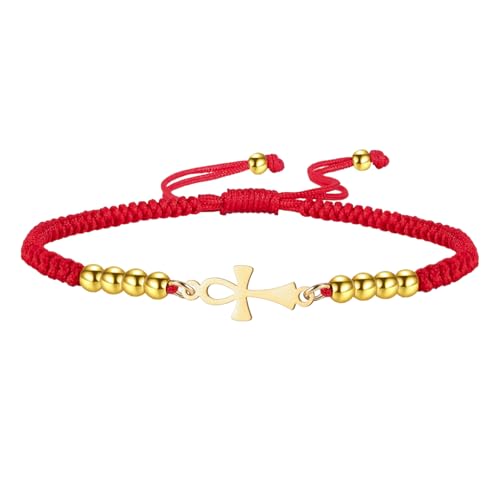 Ankh - Pulsera de cruz egipcia hecha a mano con cuentas trenzadas para parejas,...