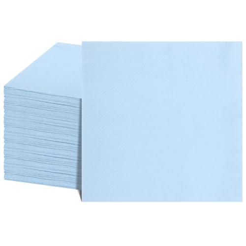 NatNarr 120 Pcs Cocktail Napkins Light Blue Napkins Disposable Dessert Beverage Napkin Blue Party Napkin for Baby Shower Wedding Birthday 5 x 5 Inch