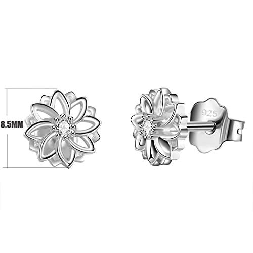 Solid 18K Gold Over 925 Sterling Silver Stud Earrings, Lotus Flower Yoga Stud Earrings/Silver Earrings, Gold Earrings for Women2