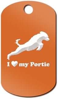 Mister Petlife I Love My Portuguese Water Dog Engraved Keychain/GI Tag v2 Portie PWD Orange