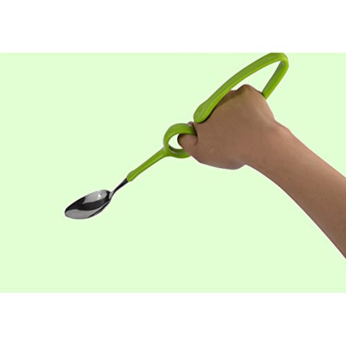 Juego de utensilios adaptativos para comer, cuchara y tenedor con mango curvado antisacudidas, fácil agarre, para ancianos, parkinson, artritis, vajilla de ayuda para el comedor (2 piezas)