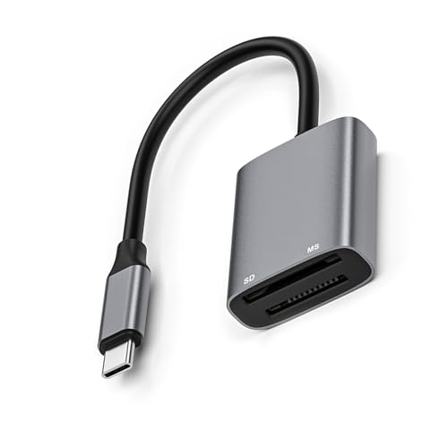 HINAYOSAN Lector de tarjetas USB C SD+MS, adaptador de tarjeta de memoria, conector de transferencia de repuesto para teléfono/tableta/portátil