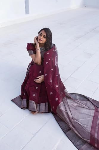 Image of Flosive Women's Cotton Saree With Blouse Piece
