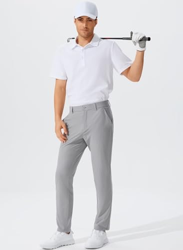 QPNGRP Men's Golf Pants 30"/32"/34" Inseam Lightweight Stretch Work Dress Pants LightGrey 35Wx34L — view 2