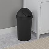 Bathroom Trash Can, 3 Gallon Small Plastic Garbage Bucket Bin with Swing Top Lid, Black