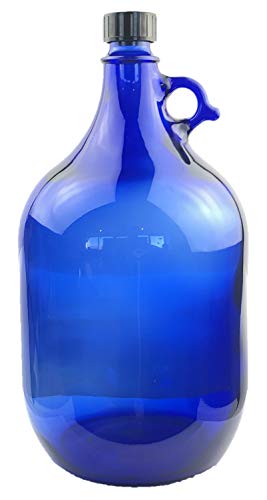 Albert's Premium Selection 5 Liter Henkelflasche/Glasballon, blau, inkl. schwarzem Deckel (2) Cover