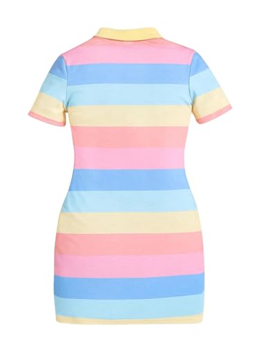 SOLY HUX Girl's Color Block Striped T Shirt Dress Short Sleeve Collared Fitted Cute Short Dresses2