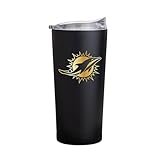 Logo Brands Miami Dolphins Black Foil 20oz. Powder Coat Tumbler