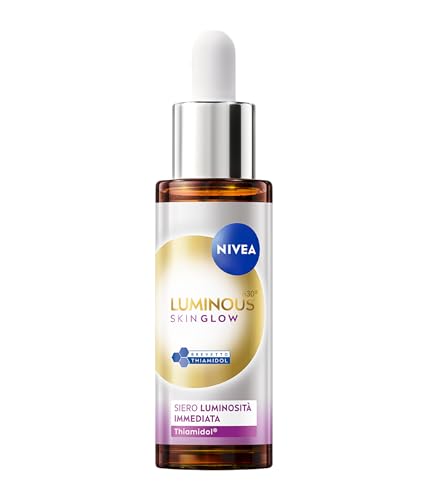 NIVEA Luminous630 Skin Glow Instant Brightening Face Serum 30 ml, Sérum facial hidratante antiimperfecciones para una tez uniforme y luminosa, Sérum facial con niacinamida, aloe vera y tiamidol patentado