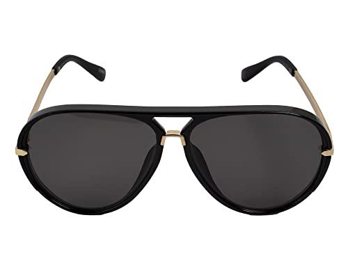Unisex Large Aviator Frame Sunglasses, Black and Gold2