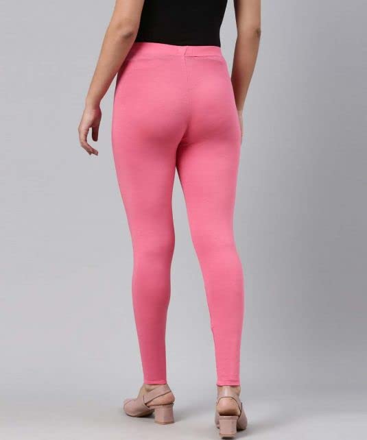 Image of GO COLORS Soft Cotton Stretch Ankle Length Leggings for Women | Breathable