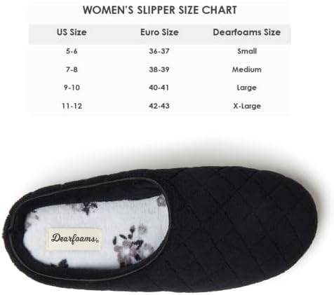 Dearfoams womens Leslie Quilted Terry Clog Slipper, Black Multi, X-Large Wide US | Image 4