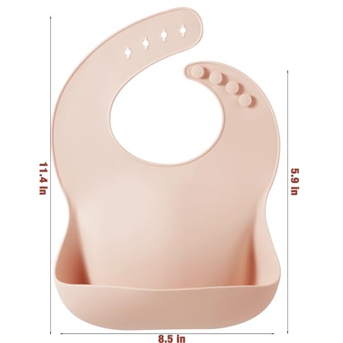 Image of PandaEar Set of 3 Silicone Baby Bibs, Waterproof Soft Adjustable Bibs for Babies Toddlers 10-72 Months