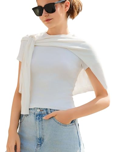 Women'S Shoulder Sweater Tops Scarf Knit Knotted Shawl Wraps For Women Cover Up Fashion Capelet