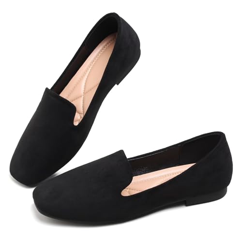 Image of Dear Time Women's Closed Toe Flats Shoes Comfortable Office Slip-on Casual Loafer Flats