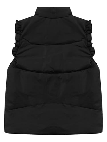 Kids Girls Padded Vest Puffer Coat Mock Neck Ruffled Cuffs Sleeveless Jacket Overcoat Casual Thermal Outerwear4