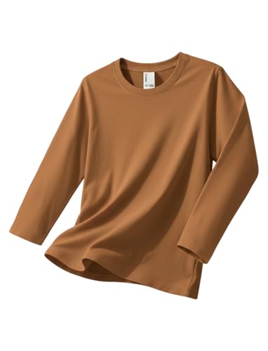 Image of PATPAT Boys Long Sleeve Shirts Cotton Solid Crew Neck Basic Shirts 5-16 Years