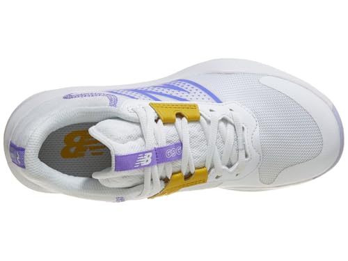 New Balance New Balance Women's 696 V6 Hard Court Tennis Shoe, White/Daybreak, 8 M