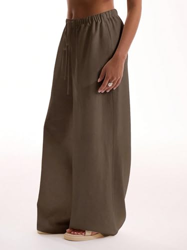 Image of RoseSeek Women's Beach Cover Ups Wide Leg Loose Linen Pants Swimsuit Coverup Summer Vacation Outfits 2026