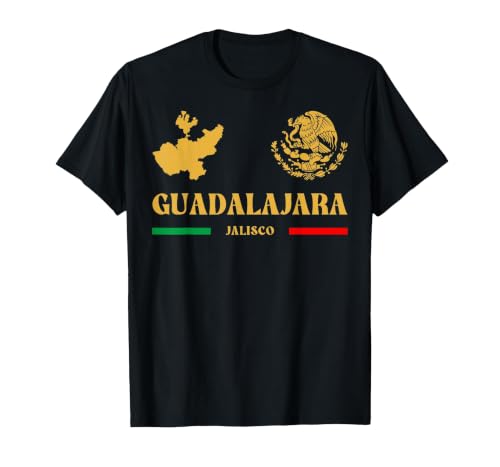 Guadalajara Jalisco with Mexican Emblem, Guadalajara T-Shirt, Men, Black, Medium