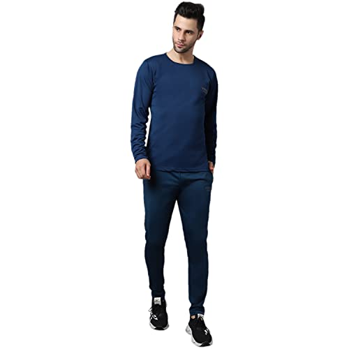 Image of MACK JONNEY Dryfit Lycra Solid Multicolor Tracksuit Co-ord Set for Men (Pack of 2)-DRY T FS BLU BLK D10 BLU BLK 04-M
