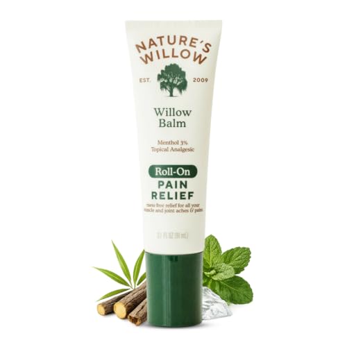 NEW Natures Willow ROLL-ON Pain Relief | Fast-Acting No-Mess Relief for Back Neck Knees & Joints | Willow Bark & Menthol | Clean Fresh Scent | No Dyes or Artificial Fragrance | 3.1 fl oz | 1-Pack