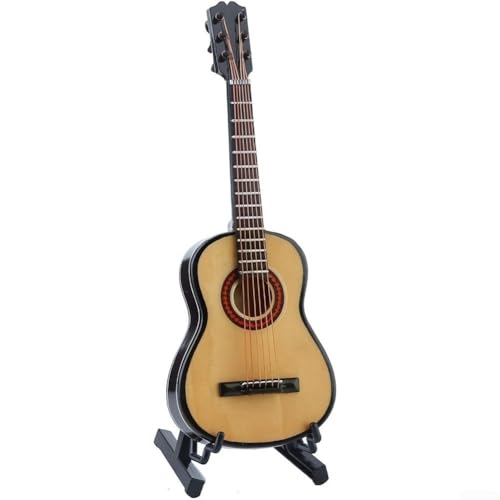 Guitarra miniatura de madera, 5.91 x 2.17 x 0.75 pulgadas, guitarra eléctrica miniatura de madera con...