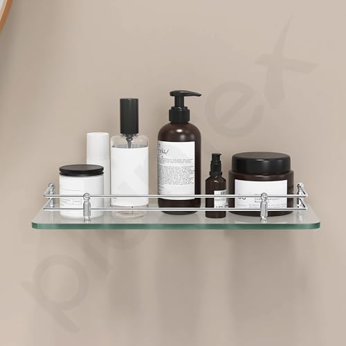 Plantex Multipurpose Transparent Glass Shelf for Bathroom/Living Room Wall Mount - Bathroom Accessories (Polished - 15x6 Inches - Pack of 1) (Image - 6)